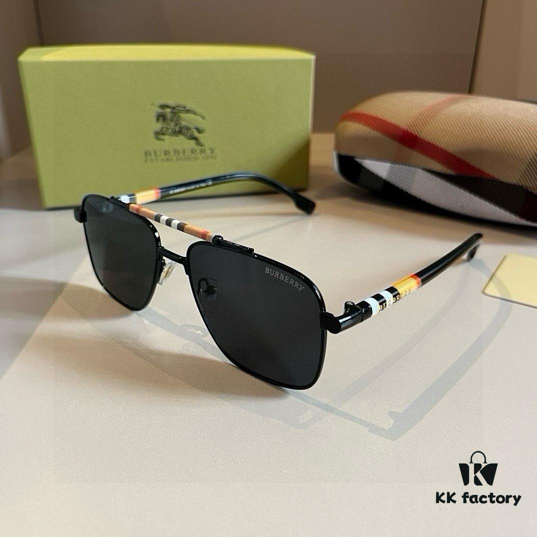 Burberry New Model One-Piece Driving Sunglasses, Must-Have Travel Accessory, Celebrity-Favorite Unisex Aviator Sun Glasses