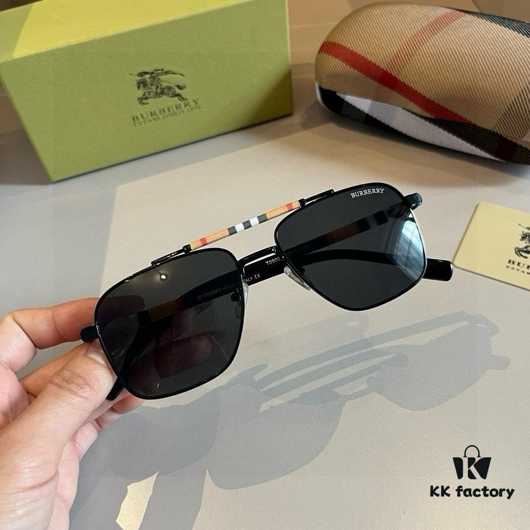 Burberry New Model One-Piece Driving Sunglasses, Must-Have Travel Accessory, Celebrity-Favorite Unisex Aviator Sun Glasses