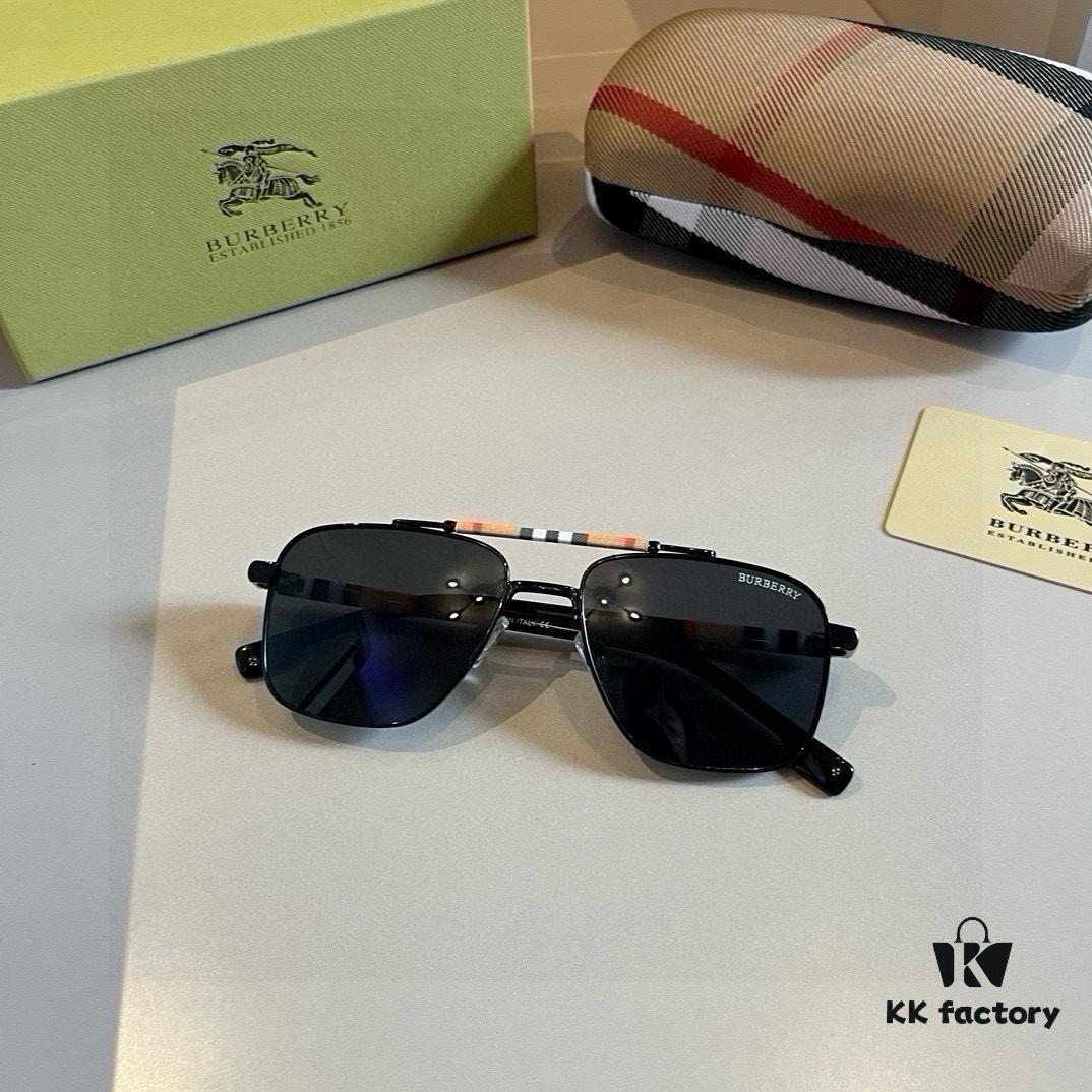 Burberry New Model One-Piece Driving Sunglasses, Must-Have Travel Accessory, Celebrity-Favorite Unisex Aviator Sun Glasses