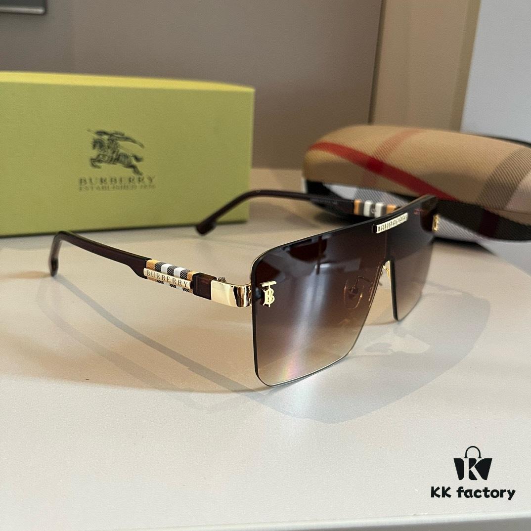 Burberry New One-Piece Pilot Sunglasses, Must-Have Style for Travel, Popularized by Numerous Celebrities, Unisex Sun Glasses Aviator Eyewear