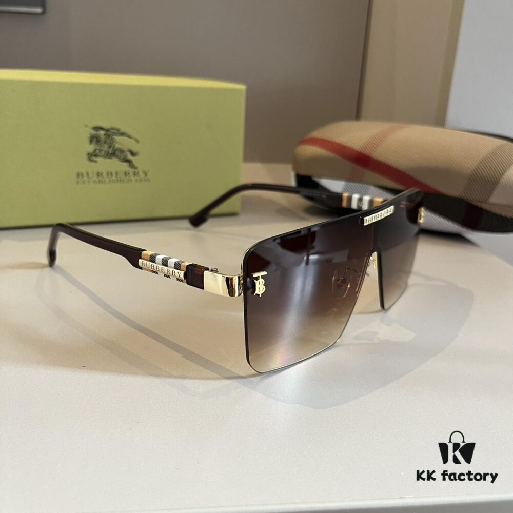 Burberry New One-Piece Pilot Sunglasses, Must-Have Travel Accessory, Popular Unisex Sun Glasses Worn by Many Celebrities