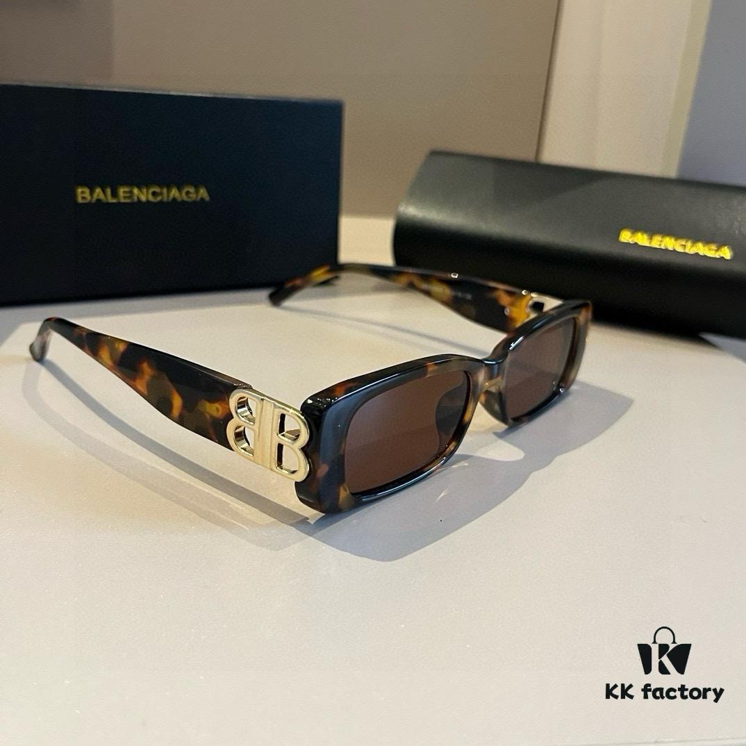 Balenciaga Black-Gold Aviator Sunglasses with Double B Logo