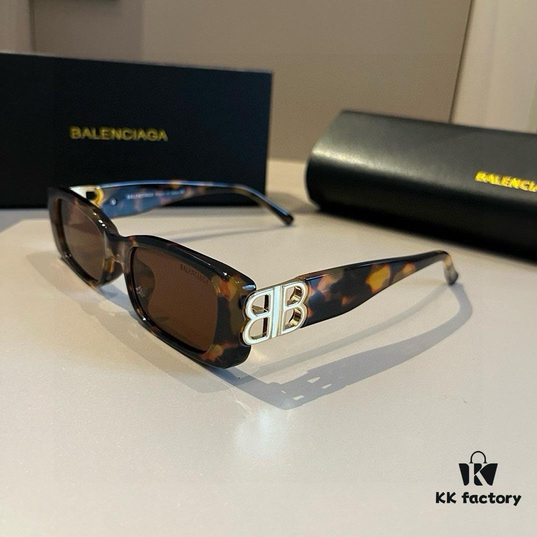 Balenciaga Black-Gold Aviator Sunglasses with Double B Logo