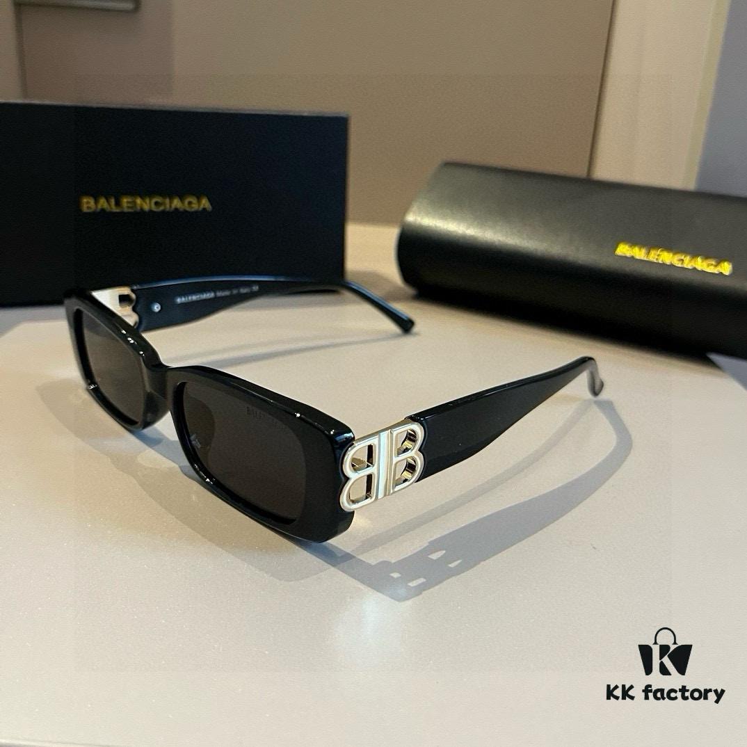 Balenciaga Black and Gold Sunglasses, Lightweight Retro Cat-Eye Frame with Double B Logo