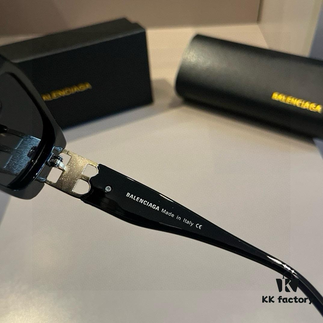 Balenciaga Black and Gold Sunglasses, Lightweight Retro Cat-Eye Frame with Double B Logo