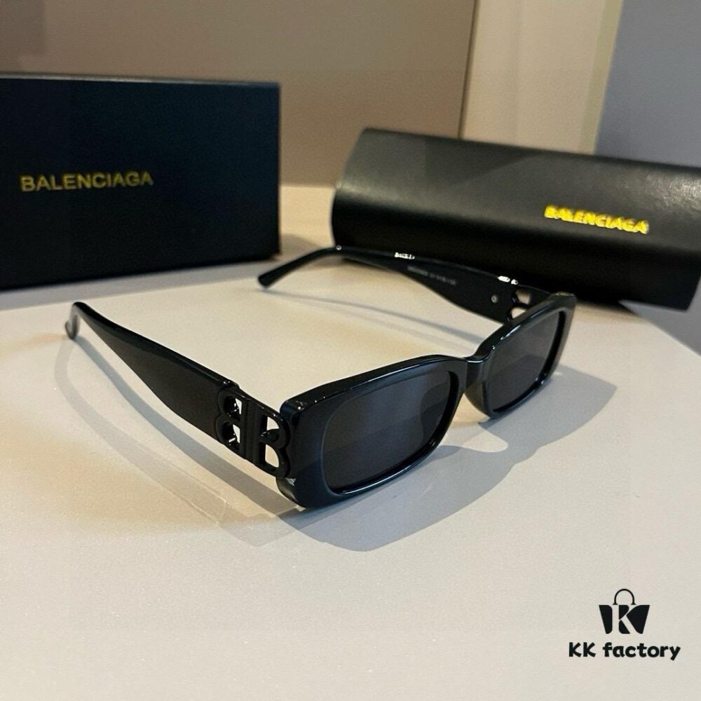 Balenciaga Paris Unisex Sunglasses with Black-Gold Dual B Logo, Retro Lightweight Frame