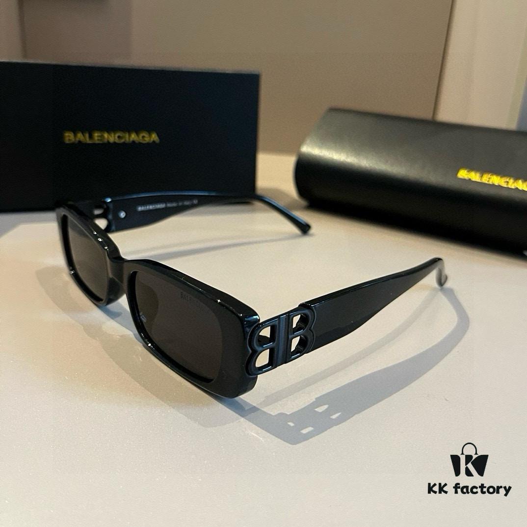 Balenciaga Paris Unisex Sunglasses with Black-Gold Dual B Logo, Retro Lightweight Frame