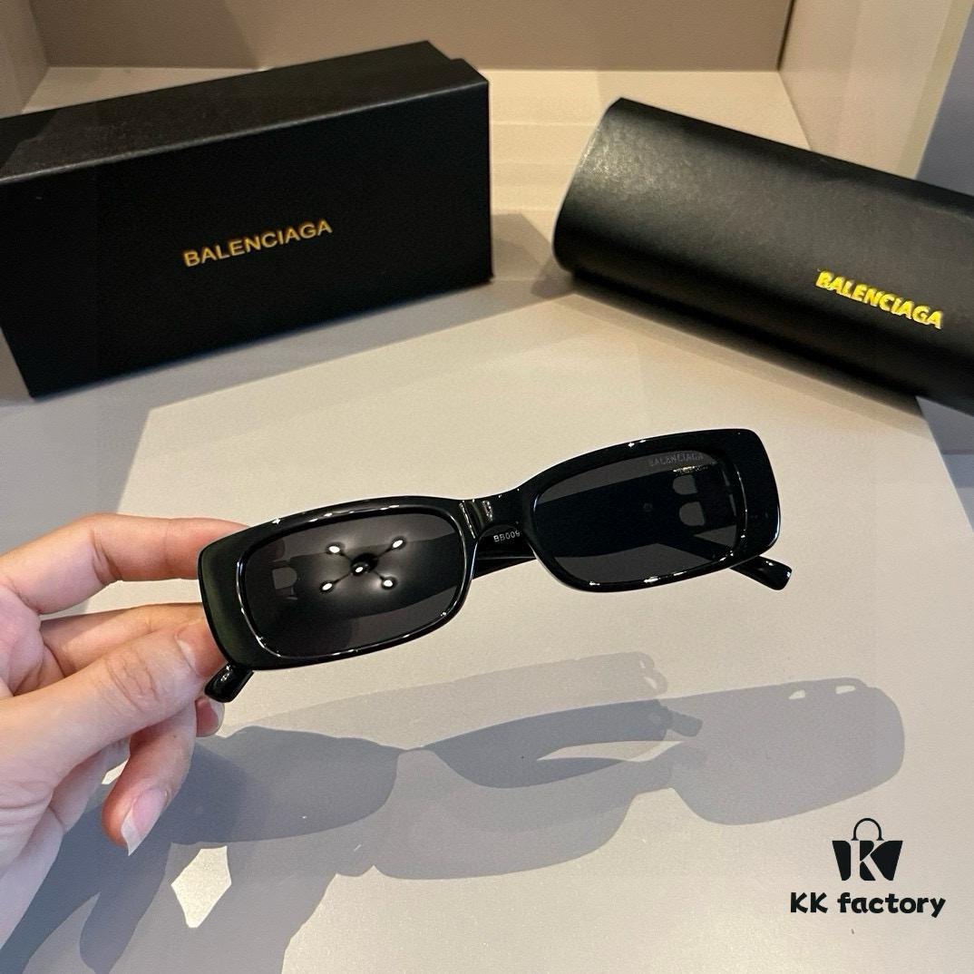 Balenciaga Black-Gold Aviator Sunglasses with Double B Logo