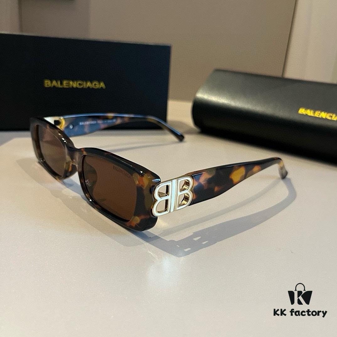 Balenciaga Black-Gold Aviator Sunglasses with Double B Logo