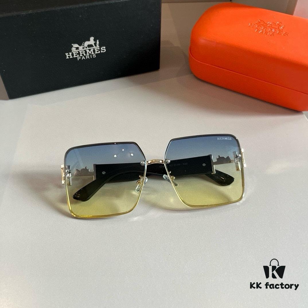 Hermès Women's Oversized 3D Frame Sunglasses, Heavyweight New Arrival, Retro and Elegant