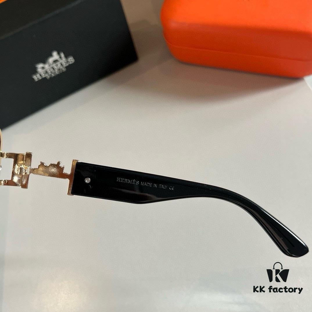 Hermès Women's Oversized 3D Frame Sunglasses, Heavyweight New Arrival, Retro and Elegant