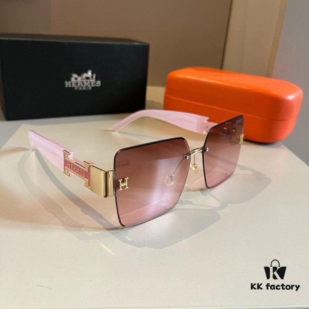 Hermes Women's Oversized 3D Frame Sunglasses, Heavyweight New Arrival, Retro and Elegant