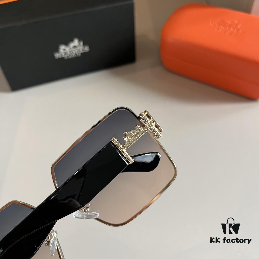 HERMES Hermès Heavyweight New Arrival Women's Sunglasses, Large Frame with 3D Design to Flatter Facial Features, Retro and Elegant Style