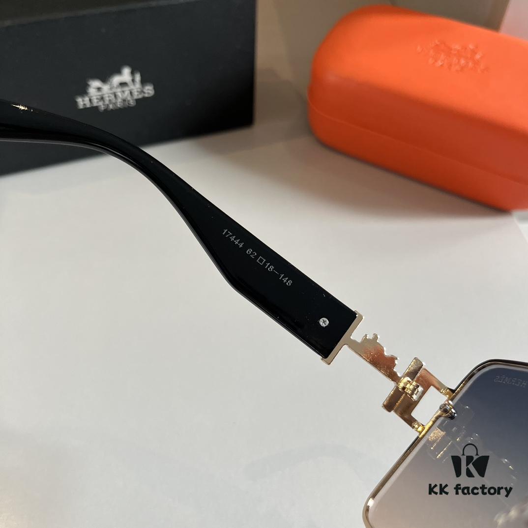 HERMES Hermès Heavyweight New Arrival Women's Sunglasses, Large Frame with 3D Design to Flatter Facial Features, Retro and Elegant Style