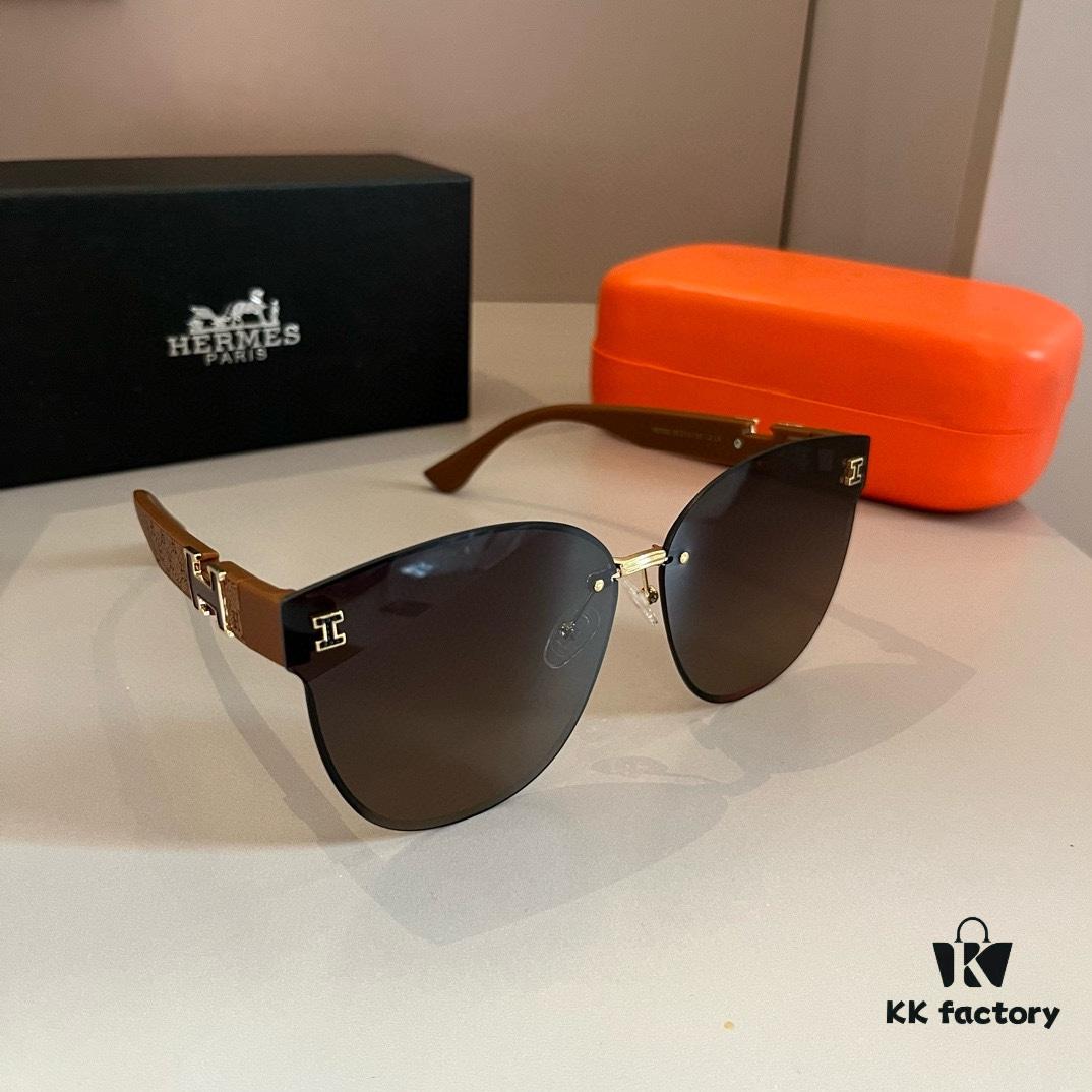 Hermes Women's Sunglasses, Oval Lenses, Ultra-Premium Custom Design, Essential for Travel and Driving