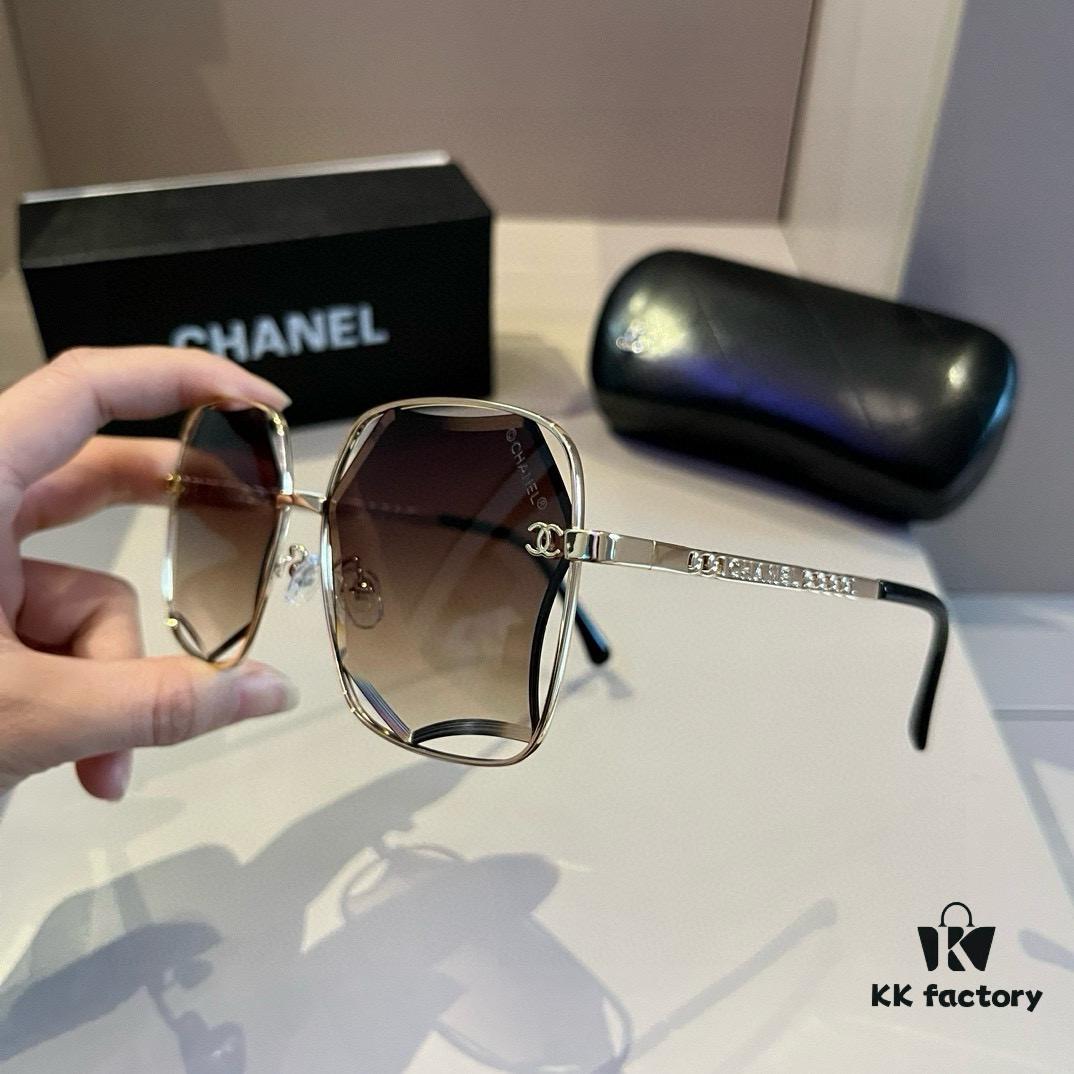 Chanel Sunglasses for Round Faces, Oversized Frame Sun Glasses 2024 New Arrival, Flattering and Slimming Design