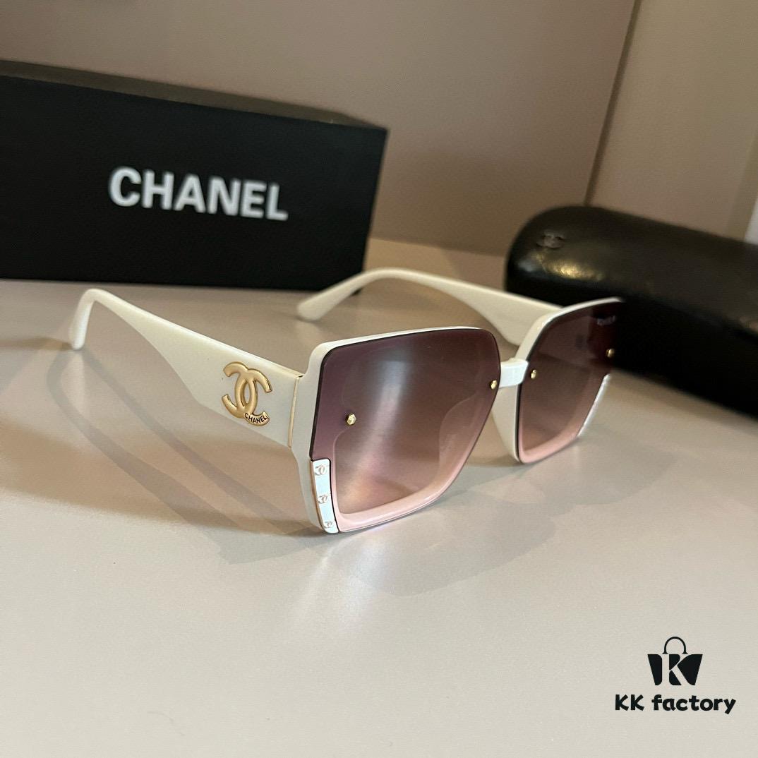 Chanel Sunglasses for Round Faces, Oversized Frame Sun Glasses 2024 New Arrival, Flattering and Slimming Design