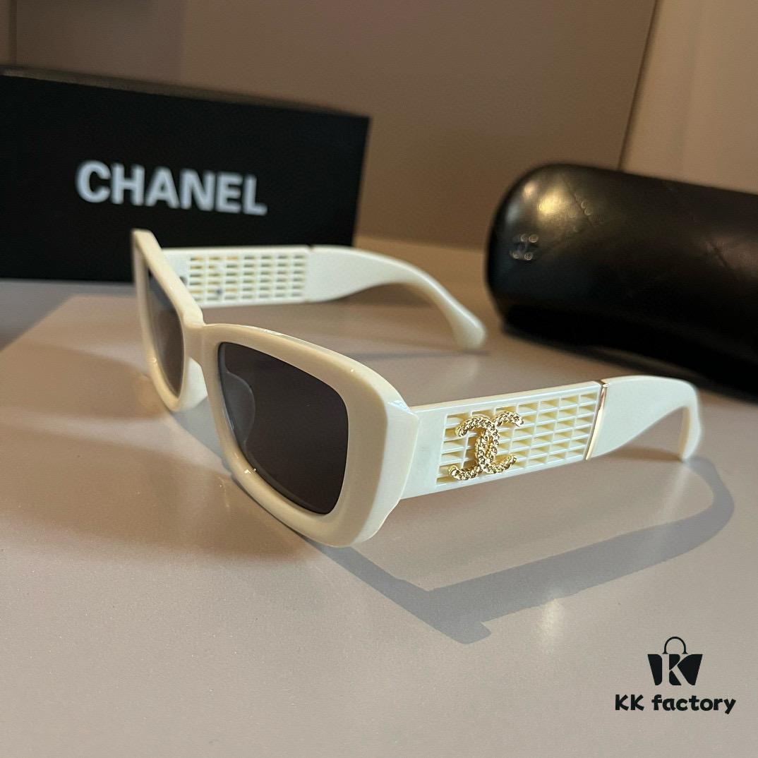 Vintage Chanel Gold Logo Sunglasses with Double C Logo