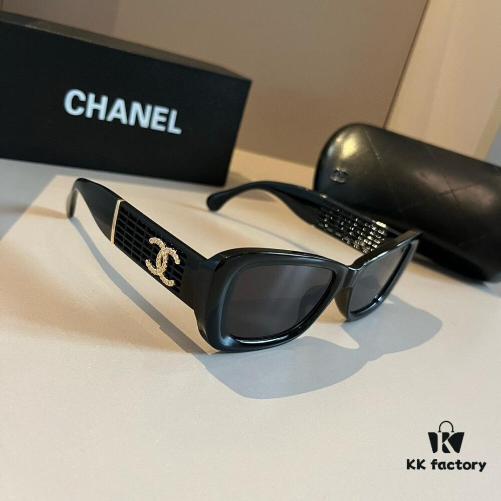 Vintage Chanel Gold Logo Sunglasses with Double C Logo