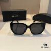 Prada Sunglasses for Women, Genuine Triangle Logo, Cai Xukun Same Style, New Trendy Square Frame Wide Temple Acetate Sunglasses