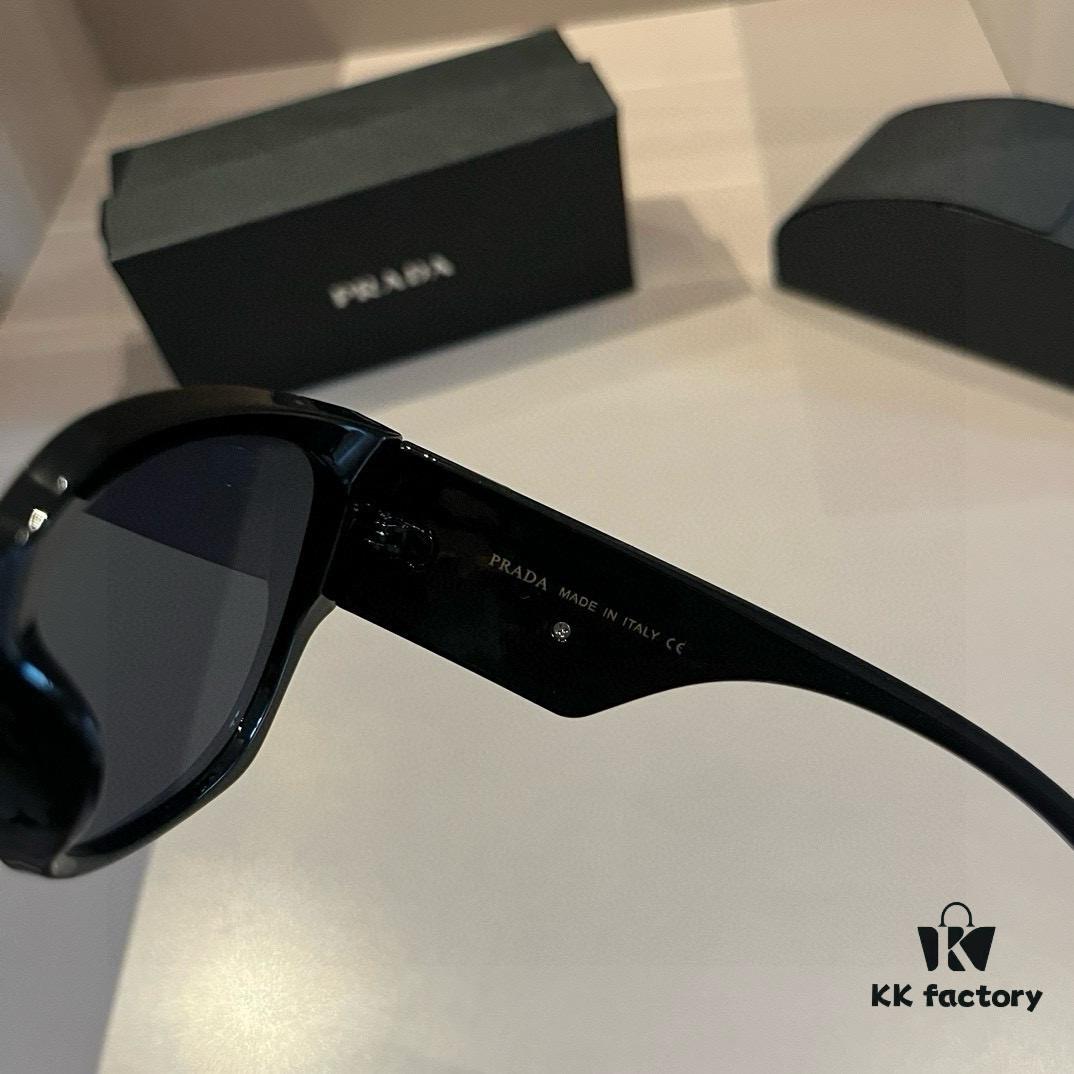 Prada Sunglasses for Women, Genuine Triangle Logo, Cai Xukun Same Style, New Trendy Square Frame Wide-Leg Acetate Sunglasses