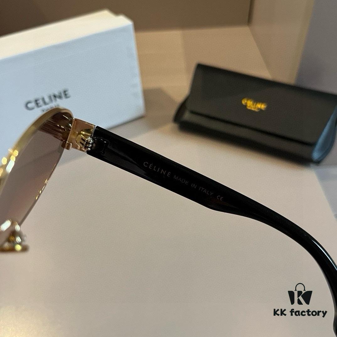 Celine New Archlight Sunglasses CL40222U, Same as Lisa's Oval Frame with Thick Metal Temples, Exuding a Retro Vibe