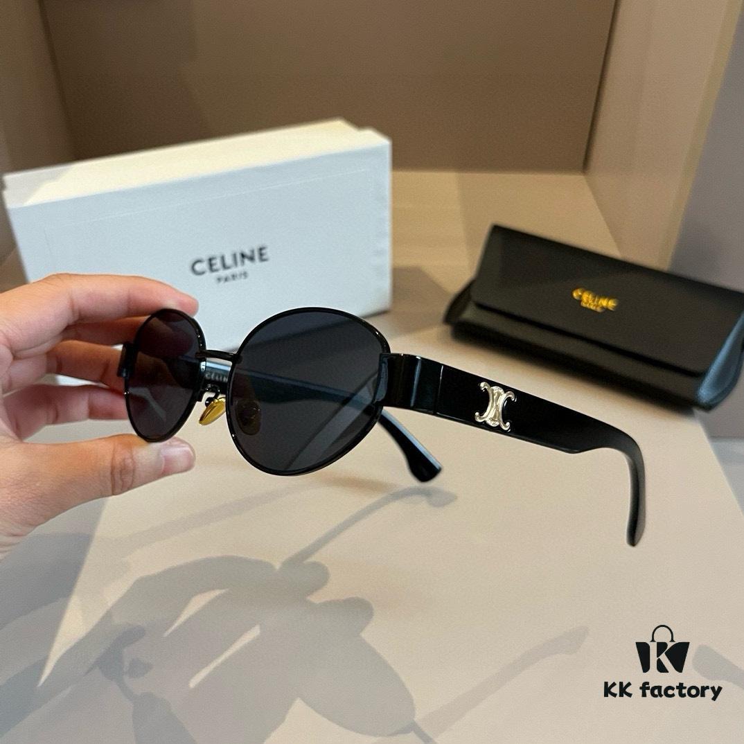Celine New Archlight Sunglasses CL40222U, Same as Lisa's Oval Frame with Thick Metal Temples Exuding a Retro Vibe