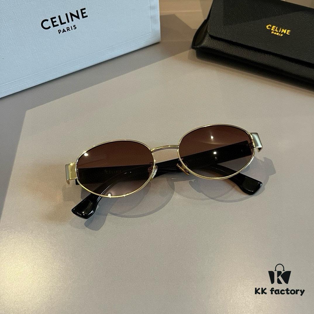 Celine New Archlight Sunglasses CL40222U, Same as Lisa's Oval Frame with Thick Metal Temples Exuding a Retro Vibe
