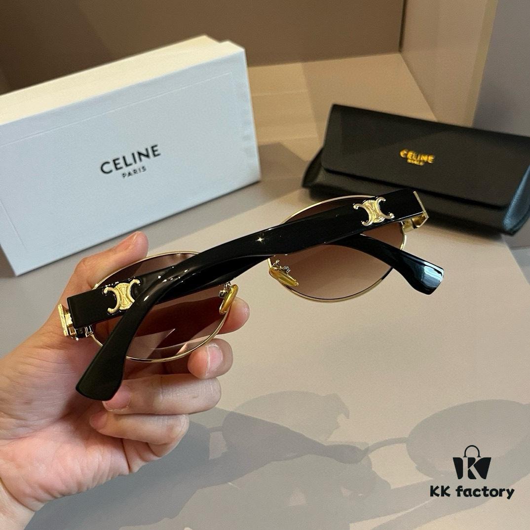 Celine New Archlight Sunglasses CL40222U, Same as Lisa's Oval Frame with Thick Metal Temples Exuding a Retro Vibe
