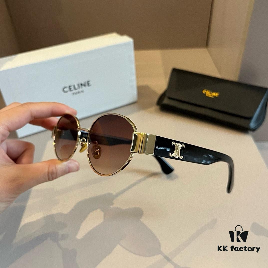 Celine New Archlight Sunglasses CL40222U, Same as Lisa's Oval Frame with Thick Metal Temples Exuding a Retro Vibe