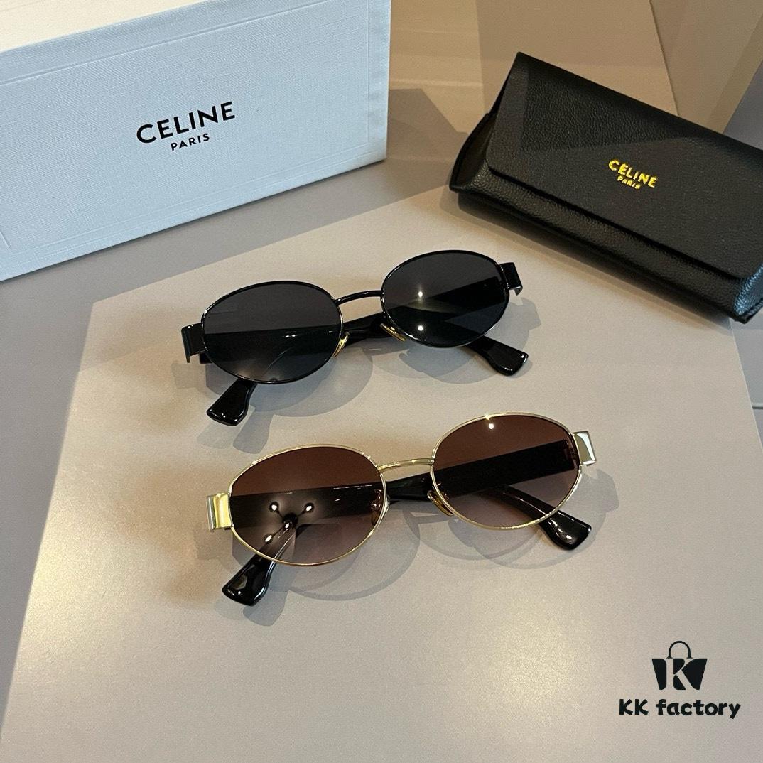 Celine New Archlight Sunglasses CL40222U, Same as Lisa's Oval Frame with Thick Metal Temples Exuding a Retro Vibe