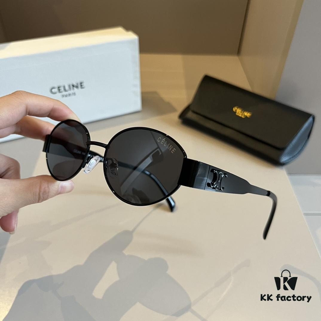 Lisa's Same Style - Celine Retro Round Frame Sunglasses, The Popular 'Egg Superman' Design from Celine