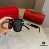 Cartier Men's Official Website 1:1 High-End Aviator Sunglasses, Elegant and Luxurious Design with Minimalist Iconic Logo on Temples