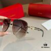 Cartier Men's Official Website 1:1 Large Aviator Sunglasses, High-End and Elegant, Featuring Minimalist Signature Logo on Temples, Luxuriously Crafted