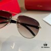 Cartier Men's Official Website 1:1 Large Aviator Sunglasses, High-End and Elegant, Featuring Minimalist Signature Logo on Temples, Luxuriously Crafted