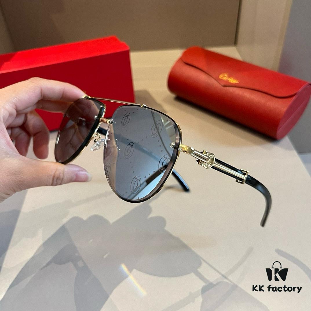 Cartier Men's Official Website 1:1 Replica Frog Sunglasses, High-End and Elegant, Minimalist Signature Logo on Temples, Luxuriously Crafted, Eyewear Sun Glasses