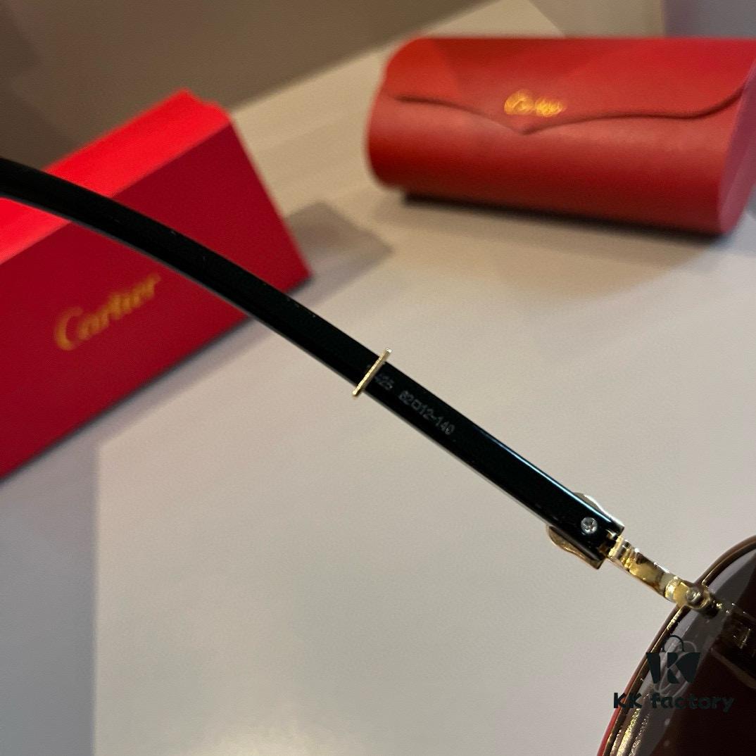 Cartier Men's Official Website 1:1 Replica Frog Sunglasses, High-End and Elegant, Minimalist Signature Logo on Temples, Luxuriously Crafted, Eyewear Sun Glasses