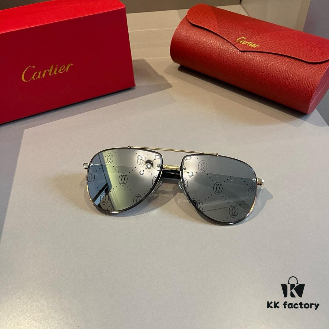 Cartier Men's Official Website 1:1 Replica Frog Sunglasses, High-End and Elegant, Minimalist Signature Logo on Temples, Luxuriously Crafted, Eyewear Sun Glasses