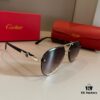 Cartier Men's Official Website 1:1 Large Aviator Sunglasses, High-End and Elegant, Minimalist Signature Logo on Temples, Luxurious Eyewear