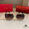 Cartier Men's Official Website 1:1 Large Aviator Sunglasses, High-End and Elegant, Minimalist Signature Logo on Temples, Luxurious Eyewear