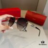 Cartier Men's Official Website 1:1 Large Aviator Sunglasses, High-End and Elegant, Minimalist Signature Logo on Temples, Luxurious Eyewear