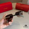 Cartier Men's Official Website 1:1 Large Aviator Sunglasses, High-End and Elegant, Minimalist Signature Logo on Temples, Luxurious Eyewear
