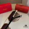 Cartier Men's Official Website 1:1 Large Aviator Sunglasses, High-End and Elegant, Minimalist Signature Logo on Temples, Luxurious Eyewear