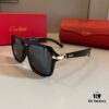 Cartier Men's Official Website 1:1 Large Aviator Sunglasses, High-End and Elegant, Featuring Minimalist Signature Logo on Temples, Luxurious Eyewear