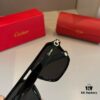 Cartier Men's Official Website 1:1 Large Aviator Sunglasses, High-End and Elegant, Featuring Minimalist Signature Logo on Temples, Luxurious Eyewear