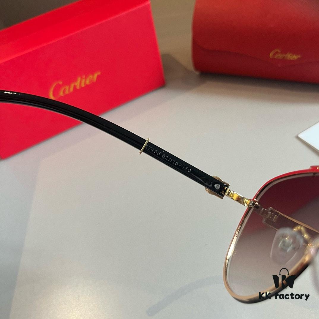 Cartier Men's Sunglasses, 1:1 Replica of Official Website Frog-Style Glasses, High-End and Elegant, Featuring Minimalist Signature Logo on Temples, Luxuriously Crafted