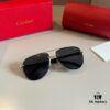 Cartier Men's High-End Aviator Sunglasses, 1:1 Replica, Elegant and Luxurious Design with Minimalist Logo on Temple