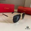 Cartier Men's Official Website 1:1 Large Aviator Sunglasses, High-End and Elegant, Featuring Minimalist Signature Logo on Temples, Luxurious Eyewear
