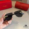 Cartier Men's Official Website 1:1 Large Aviator Sunglasses, High-End and Elegant, Featuring Minimalist Signature Logo on Temples, Luxurious Eyewear