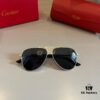 Cartier Men's Official Website 1:1 Large Aviator Sunglasses, High-End and Elegant, Featuring Minimalist Signature Logo on Temples, Luxurious Eyewear